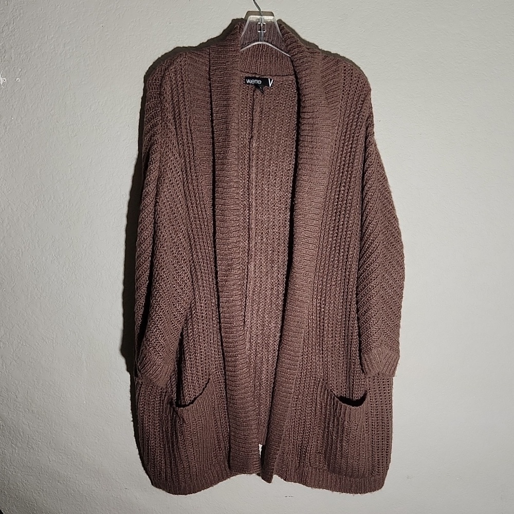 Valette V Cardigan Sweater Large Chocolate Brown